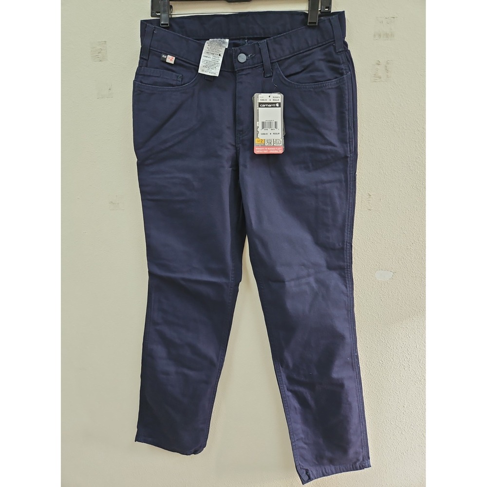 Carhartt Women's Canvas Dark Navy FR Work Pants 8 Regular Flame Resistant NWT